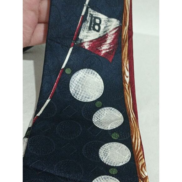 Evan Picone Sport 100% Imported Silk Made In USA Maroon Blue 18 Hole Golf Print - Picture 3 of 10